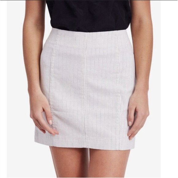 New FREE PEOPLE Modern Femme Novelty Stripe Mini Stretch Skirt 2 - Picture 2 of 8